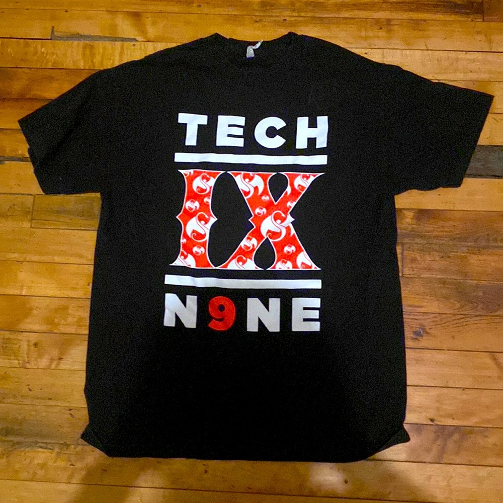 Auto-graphed Tech N9Ne concert shirt